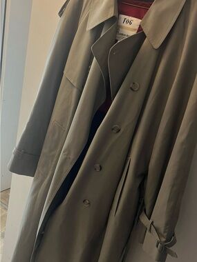 London Fog Tan Double-Breasted Trench Coat 40 R